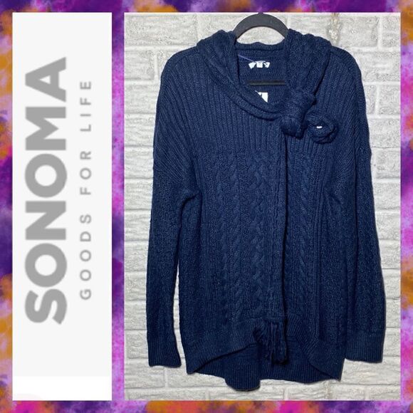 NWT Sonoma sweater with removable scarf Women's Size Large - Picture 1 of 7